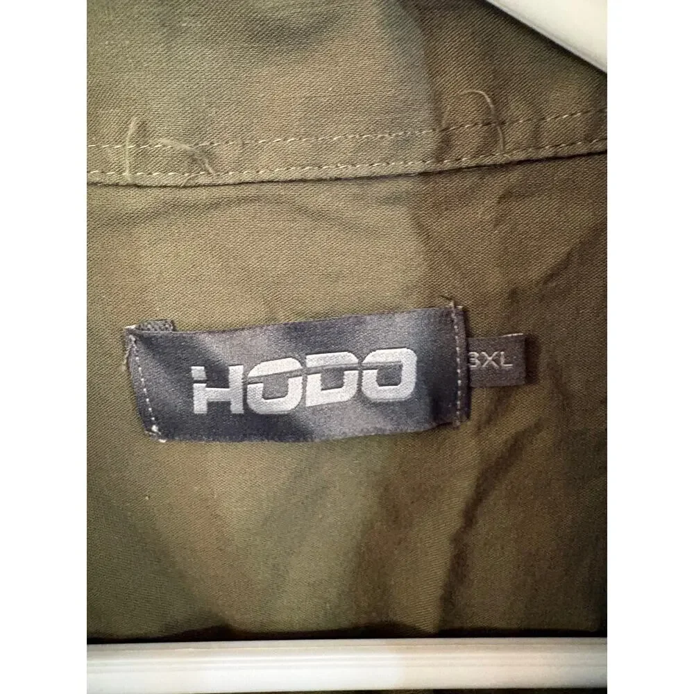 HODO Men's Olive Green Button Front Shirt 3XL Long Sleeve Casual - Picture 2 of 2